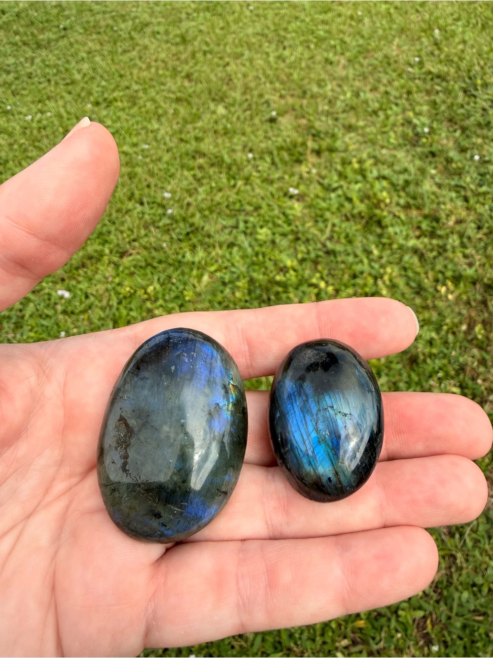 Two Labradorite Palm Stones